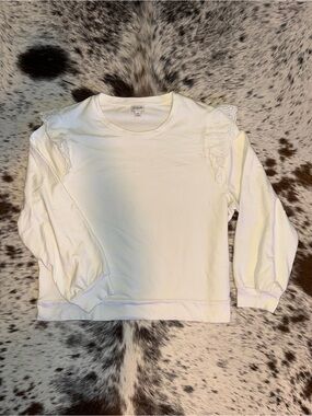 J. Crew White Girls' Lace-Trim Shoulder Sweatshirt